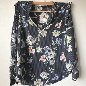 C&E floral ruffle shoulder top
